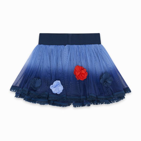 blue degrade and flowers tulle skirt for girls kamogawa 1