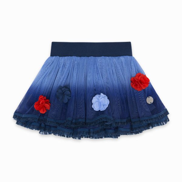 blue degrade and flowers tulle skirt for girls kamogawa