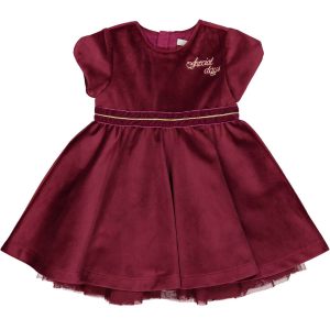 Φόρεμα με μακρύ μανίκι για μωρά κορίτσια σε μπορντό χρώμα.