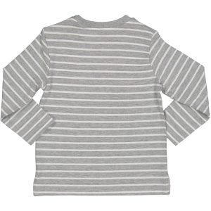 Μπλούζα με μακρύ μανίκι για αγόρια χρώματος γκρι με στάμπα, και λευκές οριζόντιες γραμμές.