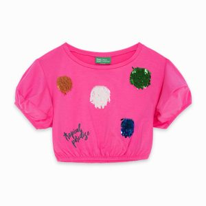pink cropped jersey t shirt for girls paraiso