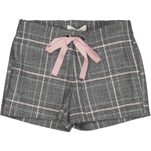 Παντελόνι σορτς για κορίτσια σε σχέδιο καρό. Χρώματος γκρι με ροζ γραμμές.