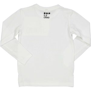 Παιδική μπλούζα με μακρύ μανίκι λευκή με σ΄χεδια γραμμάτων και αριθμών για αγόρια.