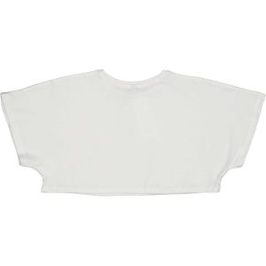 Παιδική μπλούζα με κοντό μανίκι σε άσπρο χρώμα κοντή στο μήκος για κορίτσια.